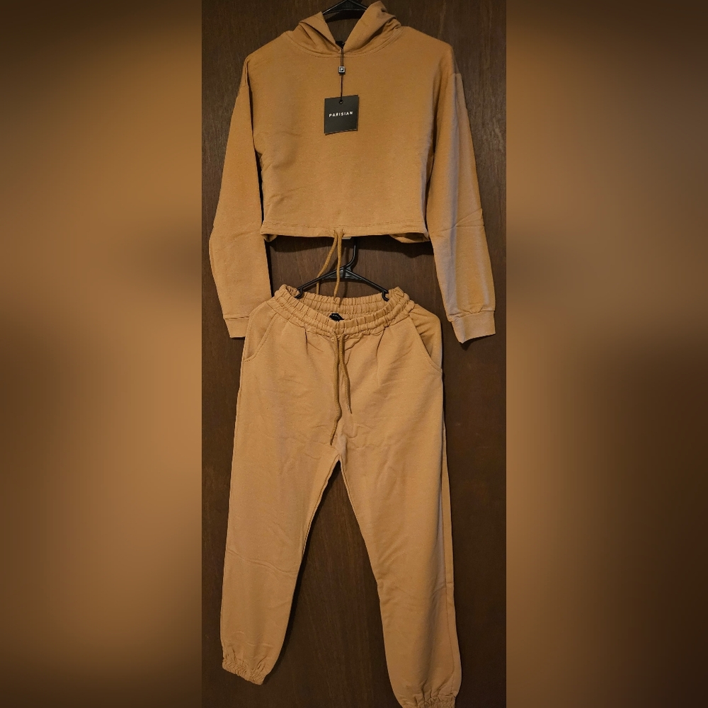 BREEZY (Camel/Tan) - Cropped Hoodie & Joggers